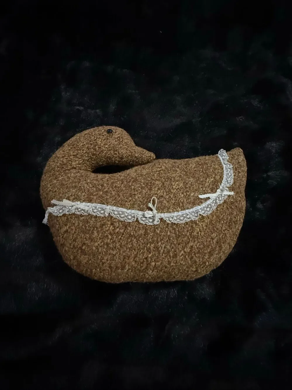 Primitive cottagecore 13x16 pillow duck with lace door stopper